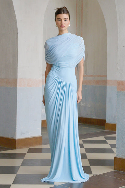 Cielo | Maxi Abito Plissettato Asimmetrico per Donna 4