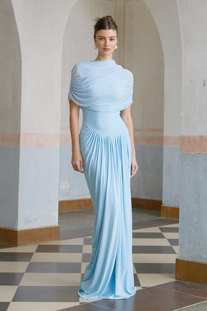 Cielo | Maxi Abito Plissettato Asimmetrico per Donna 5