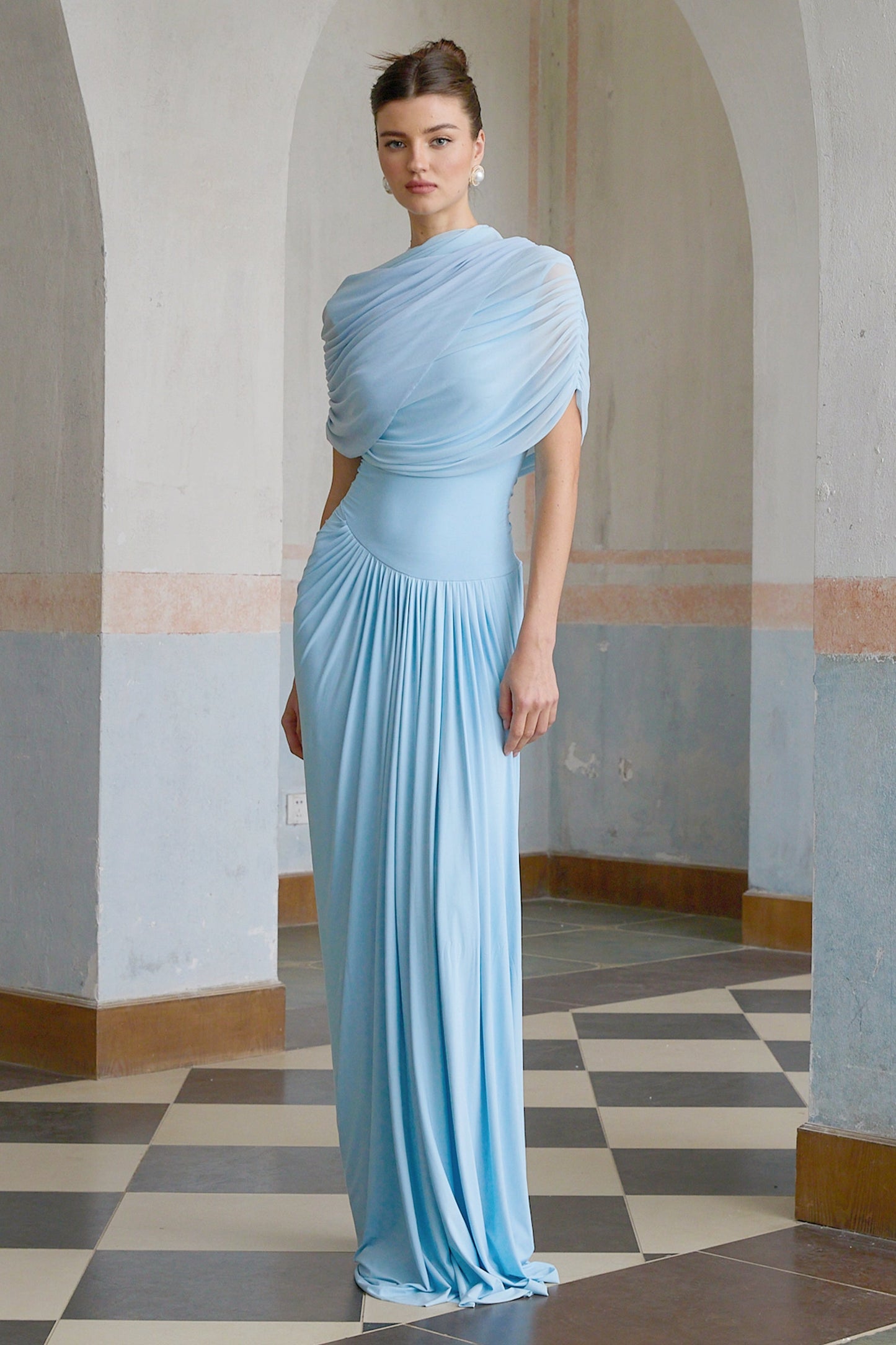 Cielo | Maxi Abito Plissettato Asimmetrico per Donna 6