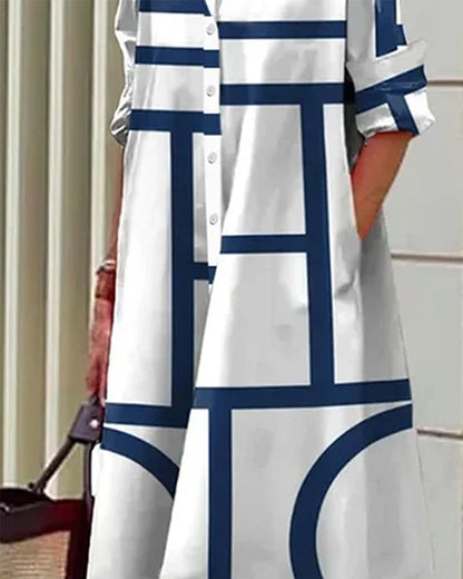 Cleo | Abito Geometrico Donna con Tasche Elegante 1
