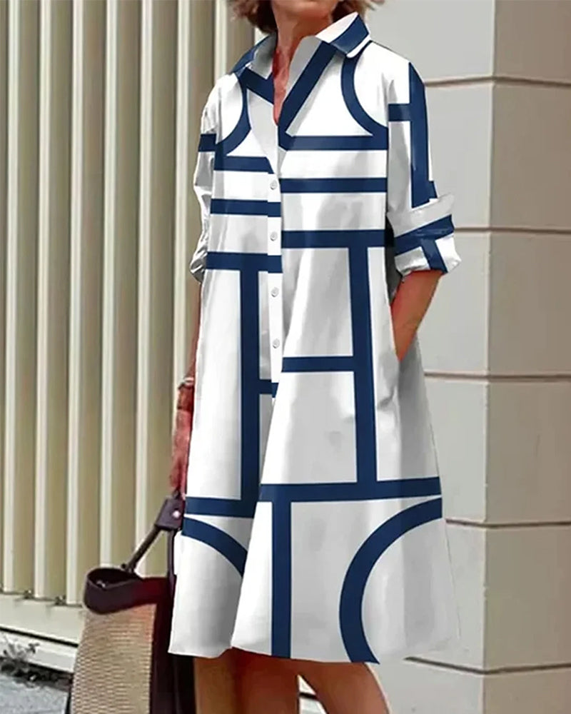 Cleo | Abito Geometrico Donna con Tasche Elegante 3