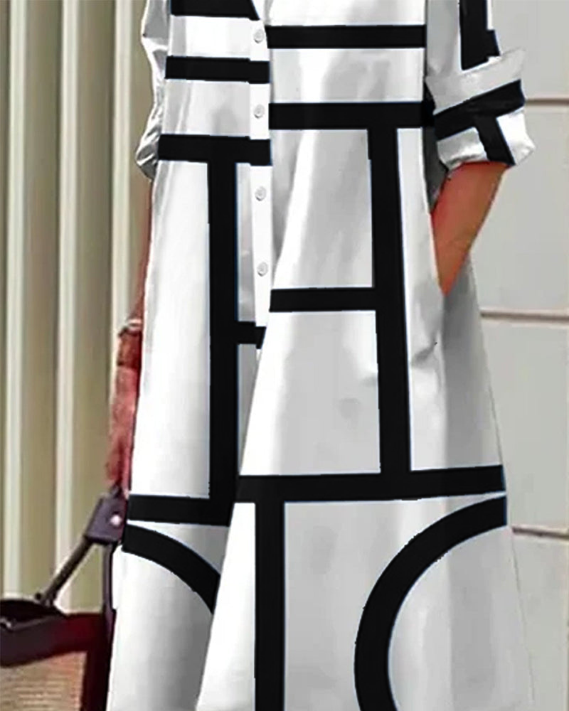 Cleo | Abito Geometrico Donna con Tasche Elegante 8