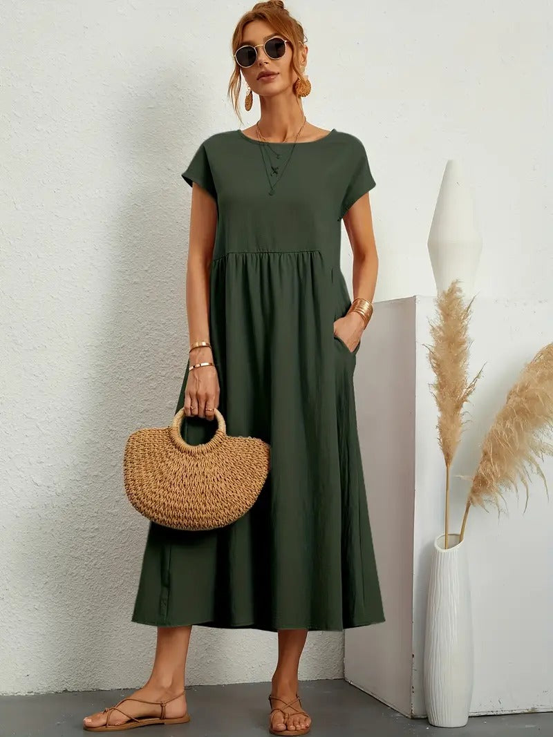 Cléophée - Abito elegante con pratiche tasche e taglio fluido 0