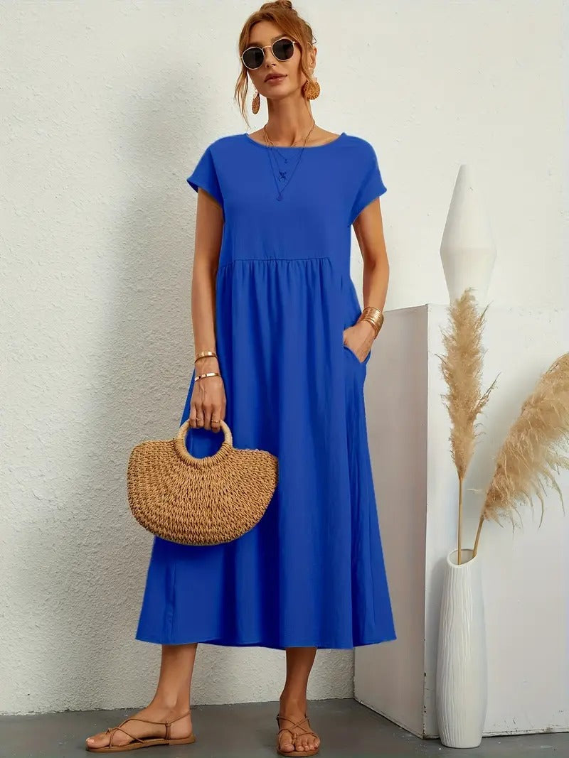 Cléophée - Abito elegante con pratiche tasche e taglio fluido 1