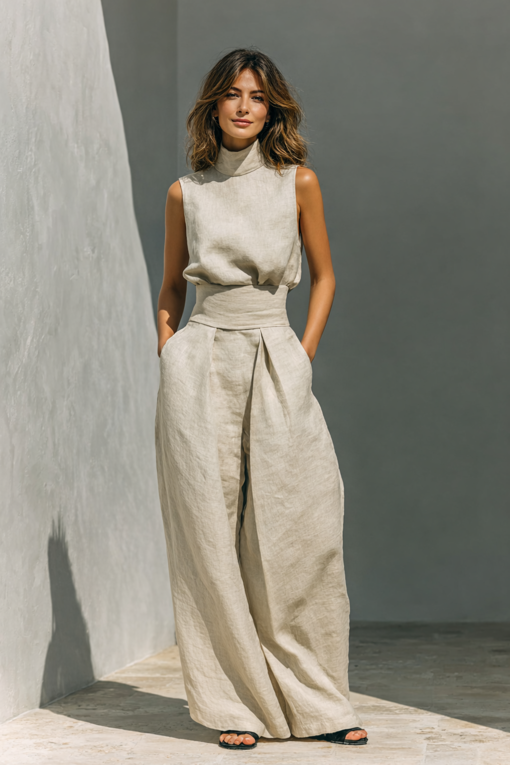Completo di canotta e pantaloni larghi Donna | Collo Alto & Silhouette Slanciata 1