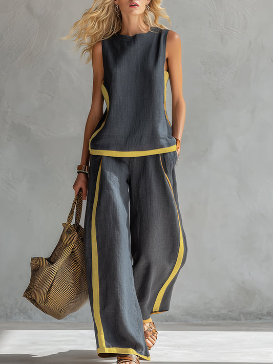 Completo elegante di due pezzi Donna | Linea ampia slanciante & Dettagli grafici moderni 0