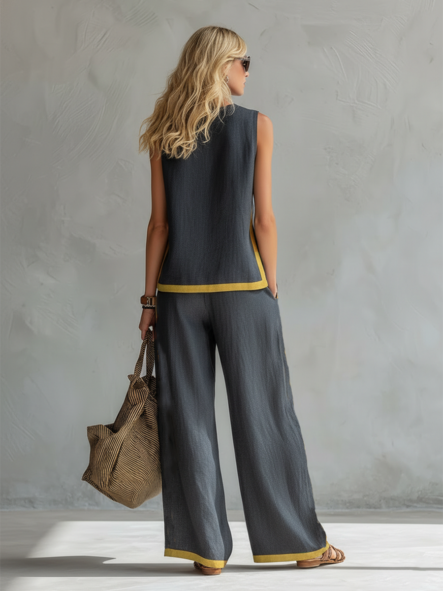 Completo elegante di due pezzi Donna | Linea ampia slanciante & Dettagli grafici moderni 2