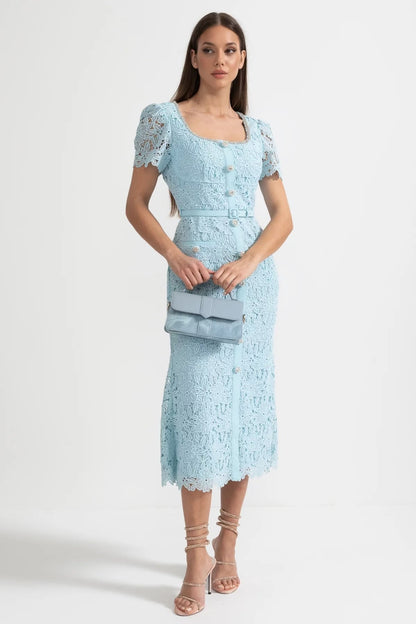 Dalia | Abito Cerimonia Donna in Pizzo Azzurro Celeste 2