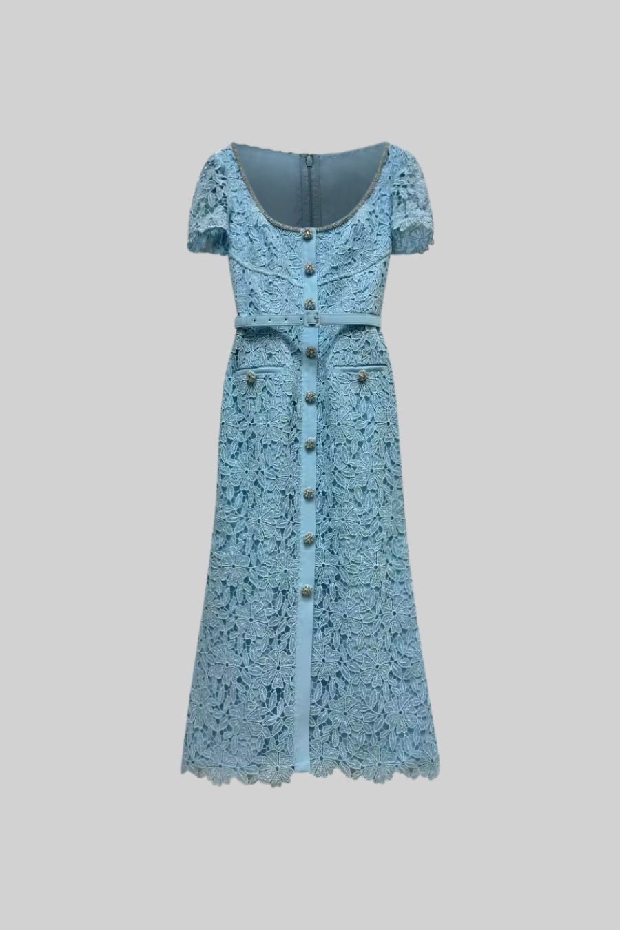 Dalia | Abito Cerimonia Donna in Pizzo Azzurro Celeste 3