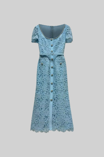 Dalia | Abito Cerimonia Donna in Pizzo Azzurro Celeste 3
