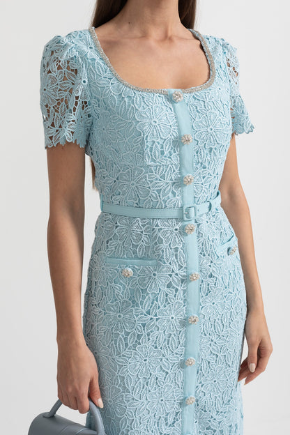 Dalia | Abito Cerimonia Donna in Pizzo Azzurro Celeste 5