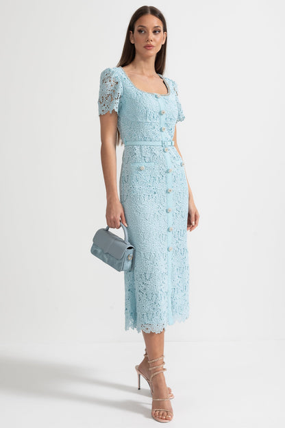 Dalia | Abito Cerimonia Donna in Pizzo Azzurro Celeste 7