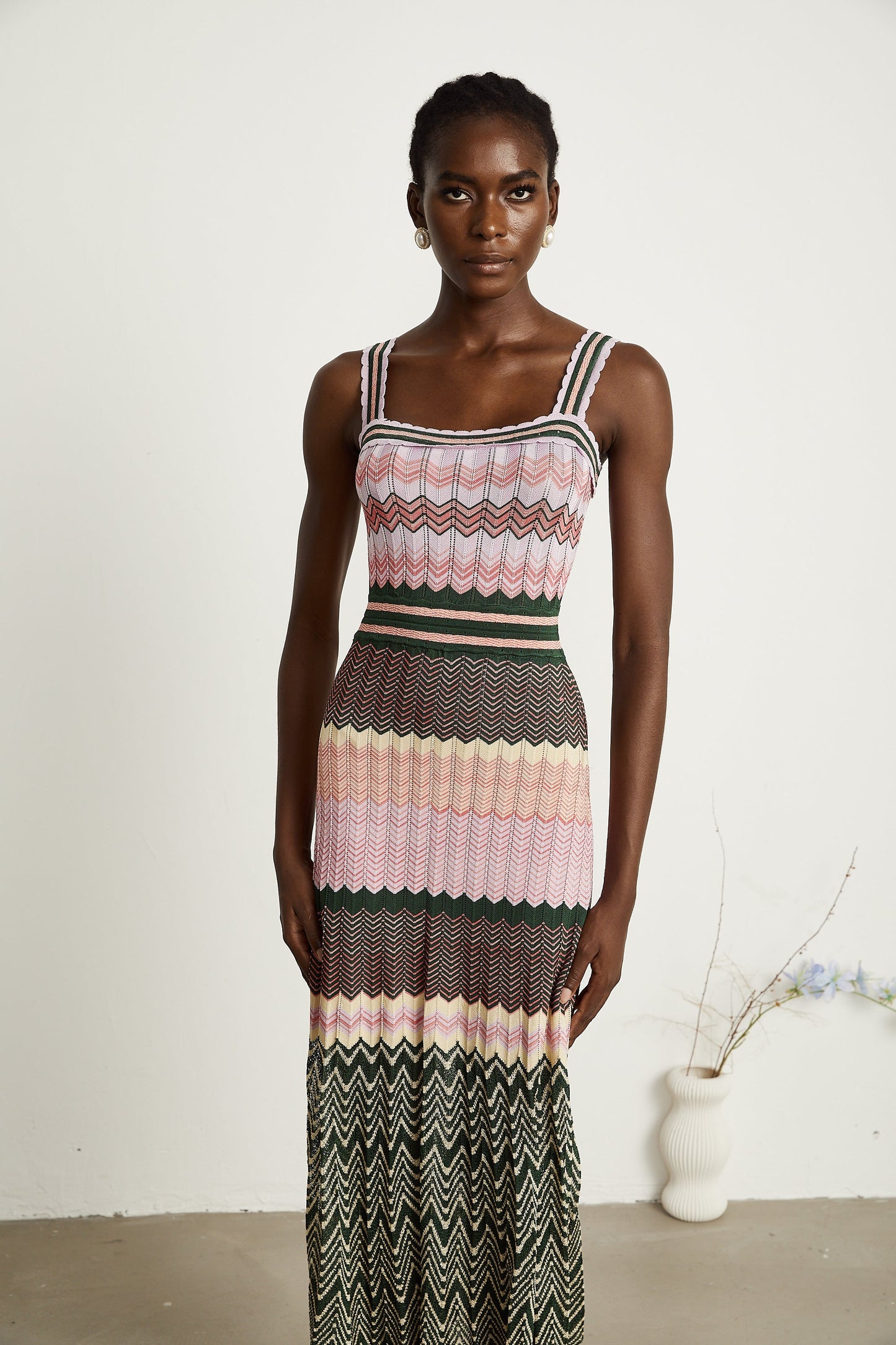 Daphne | Abito Midi Elegante in Maglia a Contrasto 6