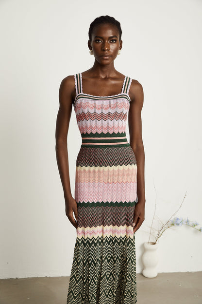 Daphne | Abito Midi Elegante in Maglia a Contrasto 7