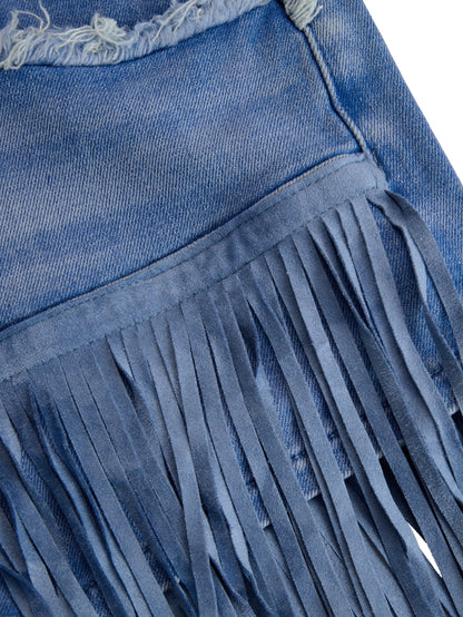 Dazzle | Pantaloni Culotte Donna in Denim Azzurro Vintage 6