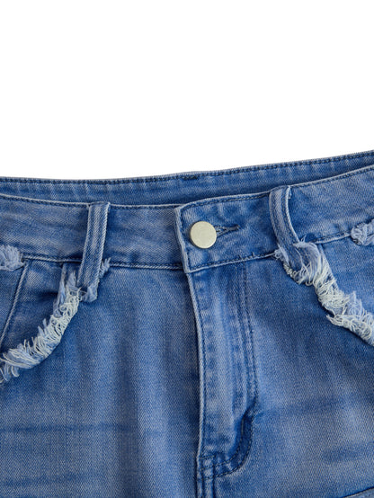 Dazzle | Pantaloni Culotte Donna in Denim Azzurro Vintage 7