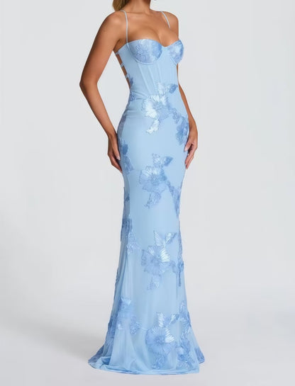 Diana | Abito Lungo da Donna in Pizzo Floreale Corsetto Sirena 7