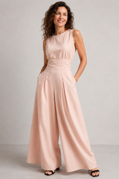 Diana | Tuta Elegante Donna Due Pezzi con Top Senza Maniche e Pantaloni Larghi 5