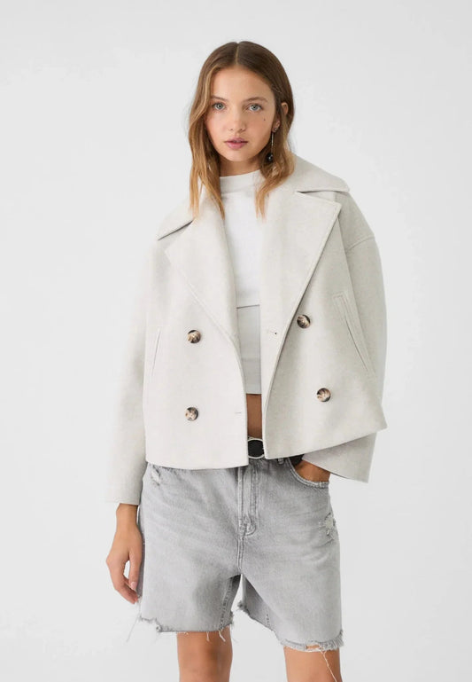 Elara | Giacca Donna Doppiopetto Leggermente Cropped per Primavera Autunno 0