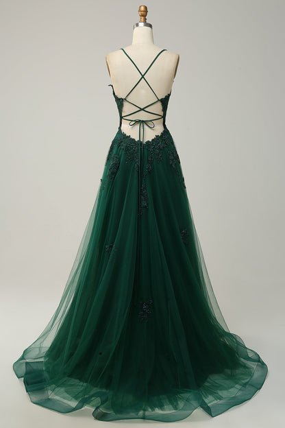 Elegante abito da ballo a trapezio con spalline sottili e allacciatura - Julia 1