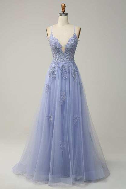 Elegante abito da ballo a trapezio con spalline sottili e allacciatura - Julia 11
