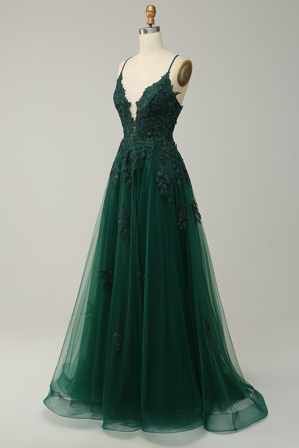 Elegante abito da ballo a trapezio con spalline sottili e allacciatura - Julia 4
