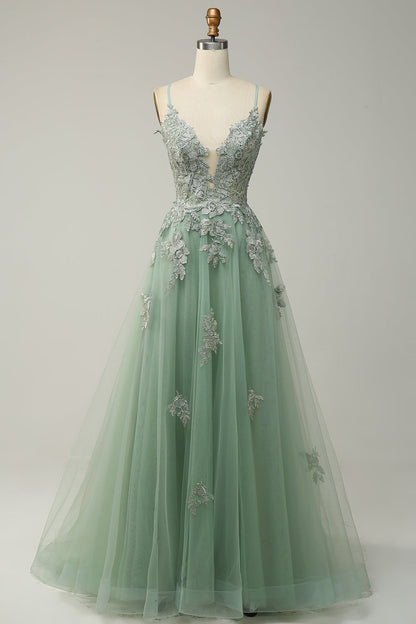 Elegante abito da ballo a trapezio con spalline sottili e allacciatura - Julia 8