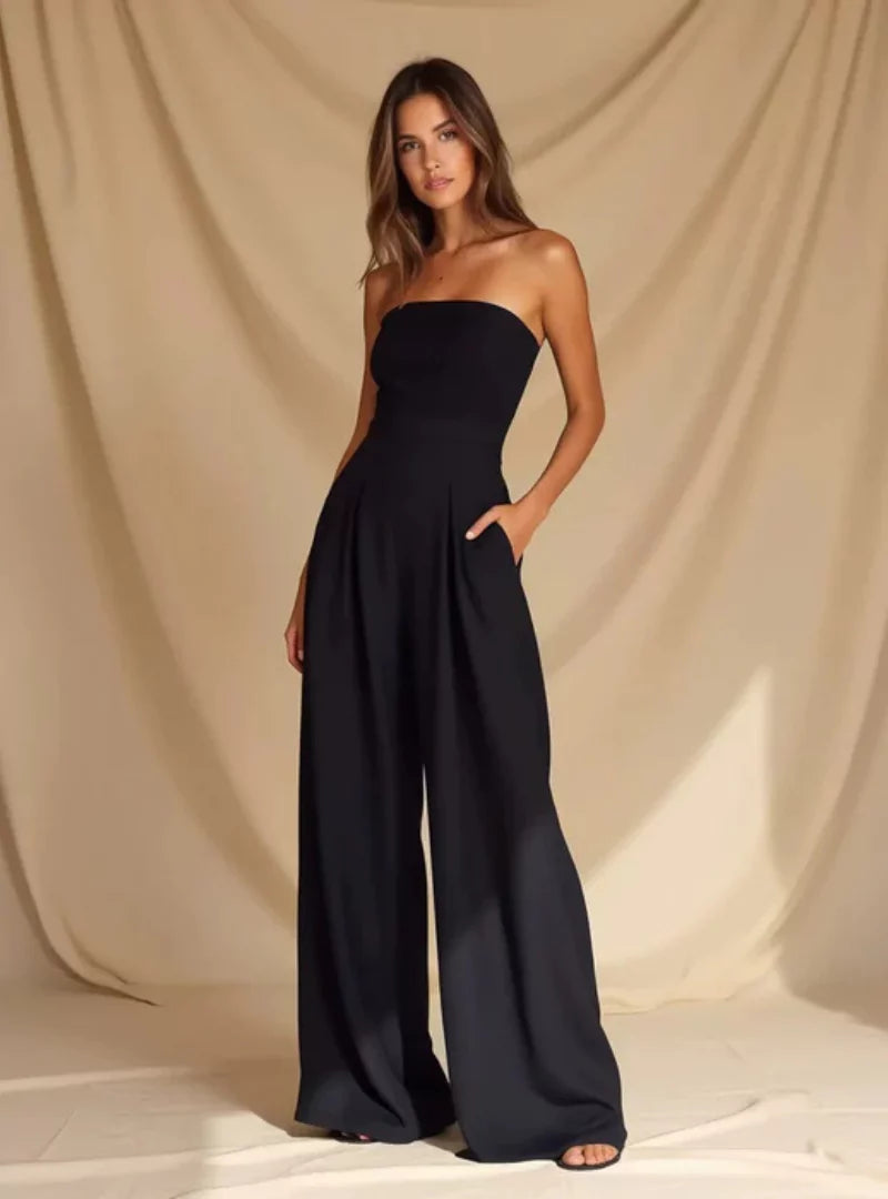 Elegante tuta senza spalline da donna – vestibilità ampia, ideale per l'estate. 3