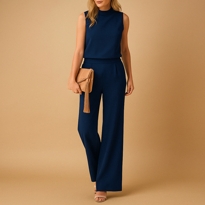 Eleganza | Tuta Donna Elegante a Gamba Larga con Scollo Rotondo 1