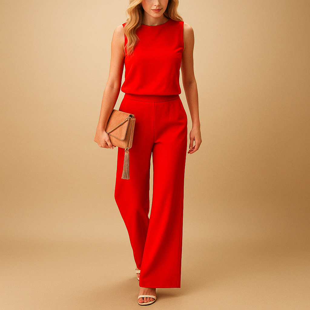 Eleganza | Tuta Donna Elegante a Gamba Larga con Scollo Rotondo 2