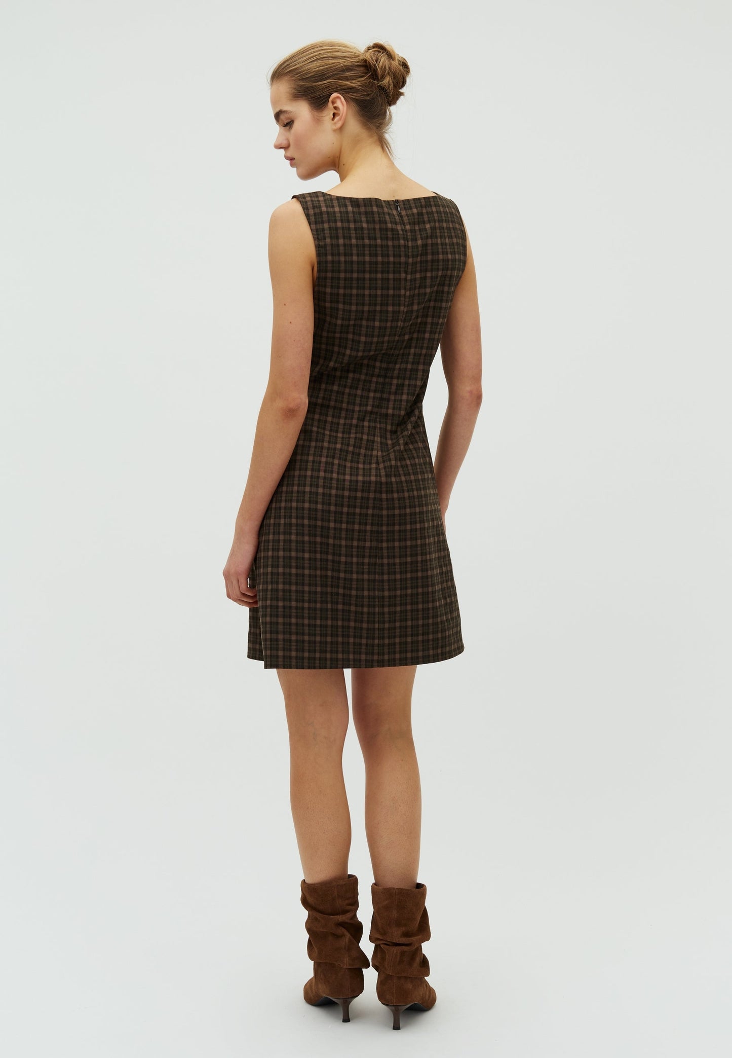 Elysia Mini Abito | Vestito Elegante Donna Check Camel 3