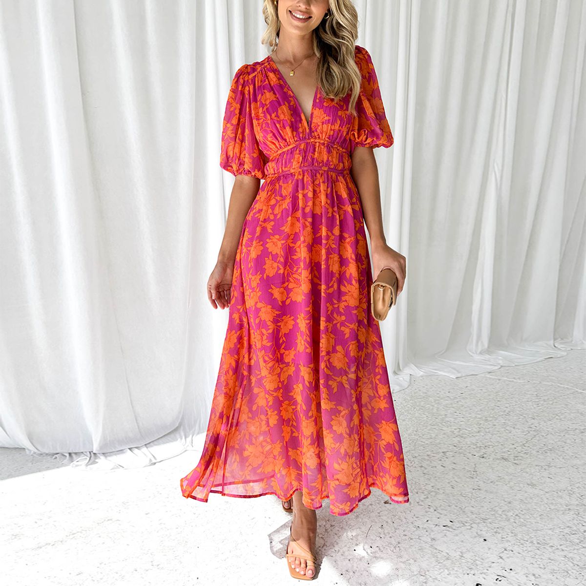 Elysia | Abito Lungo Elegante da Donna con Scollo a V 0