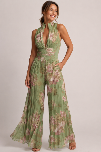 Elysia | Tuta Elegante Donna Plissettata con Vita Alta e Gambe Larghe 0