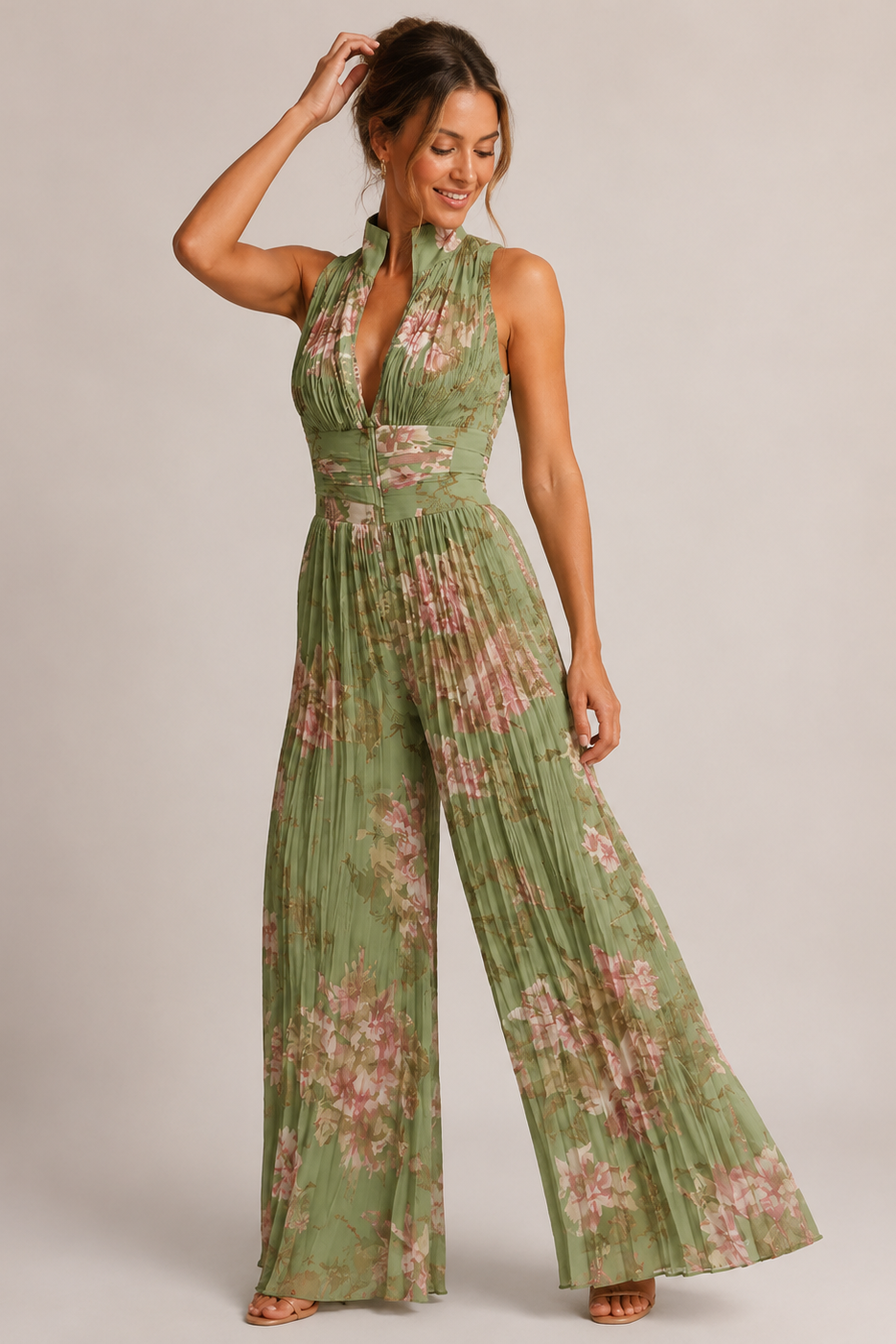 Elysia | Tuta Elegante Donna Plissettata con Vita Alta e Gambe Larghe 1