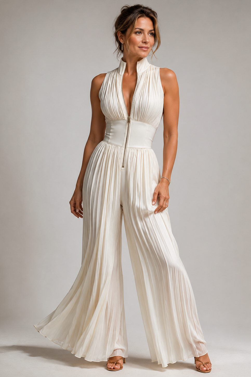 Elysia | Tuta Elegante Donna Plissettata con Vita Alta e Gambe Larghe 2