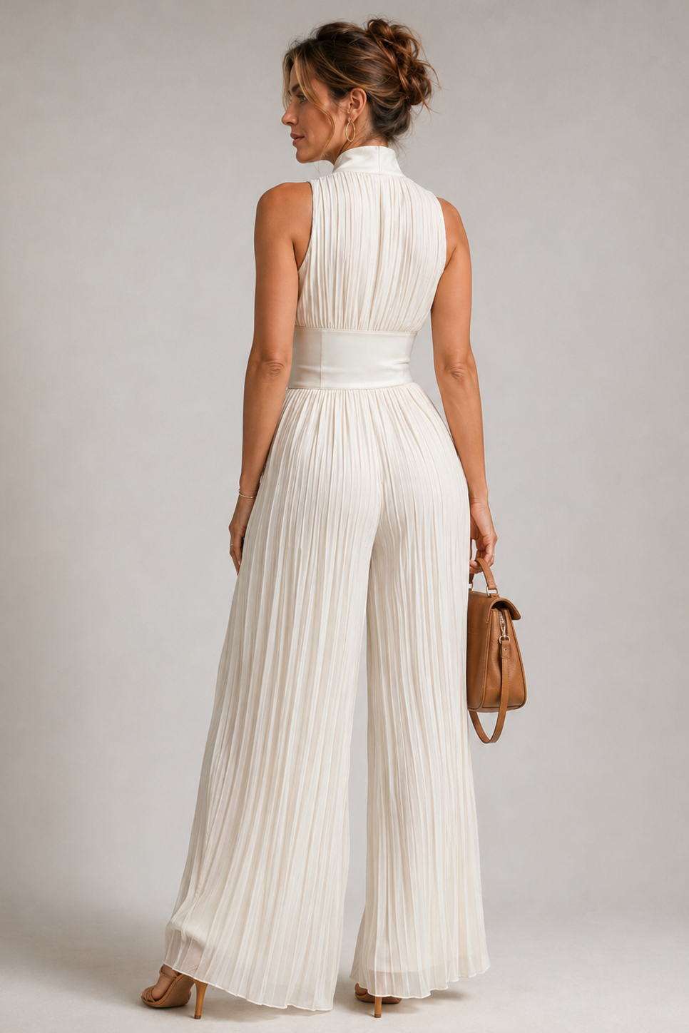 Elysia | Tuta Elegante Donna Plissettata con Vita Alta e Gambe Larghe 3