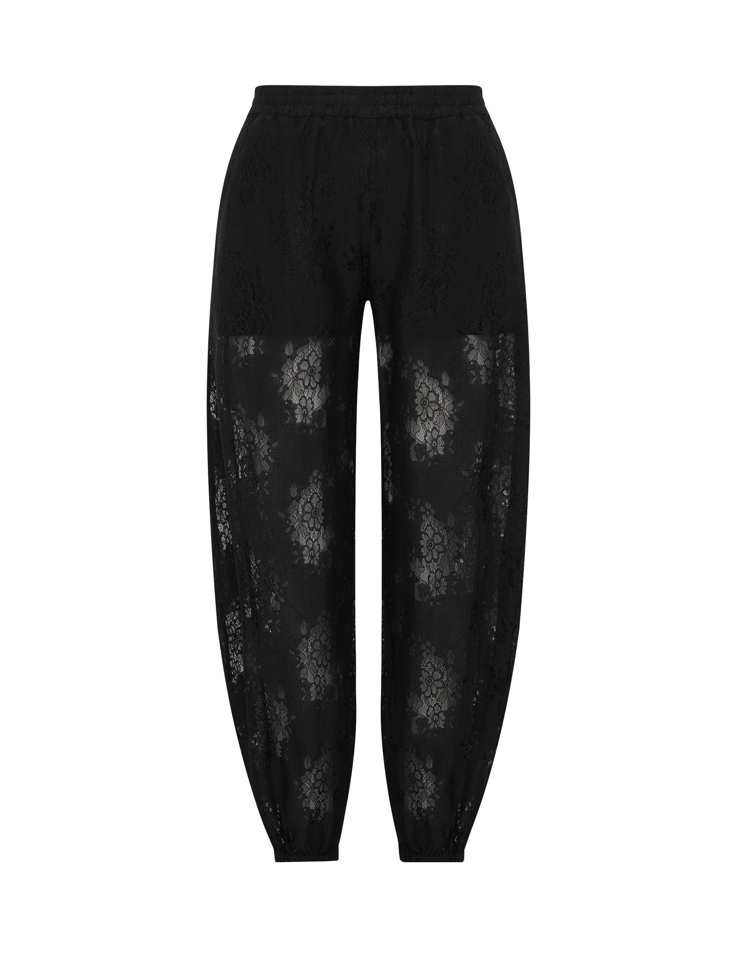 Elysian | Pantaloni Donna in Pizzo Nero a Palloncino 0