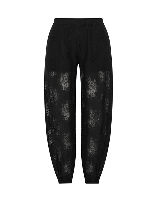 Elysian | Pantaloni Donna in Pizzo Nero a Palloncino 0