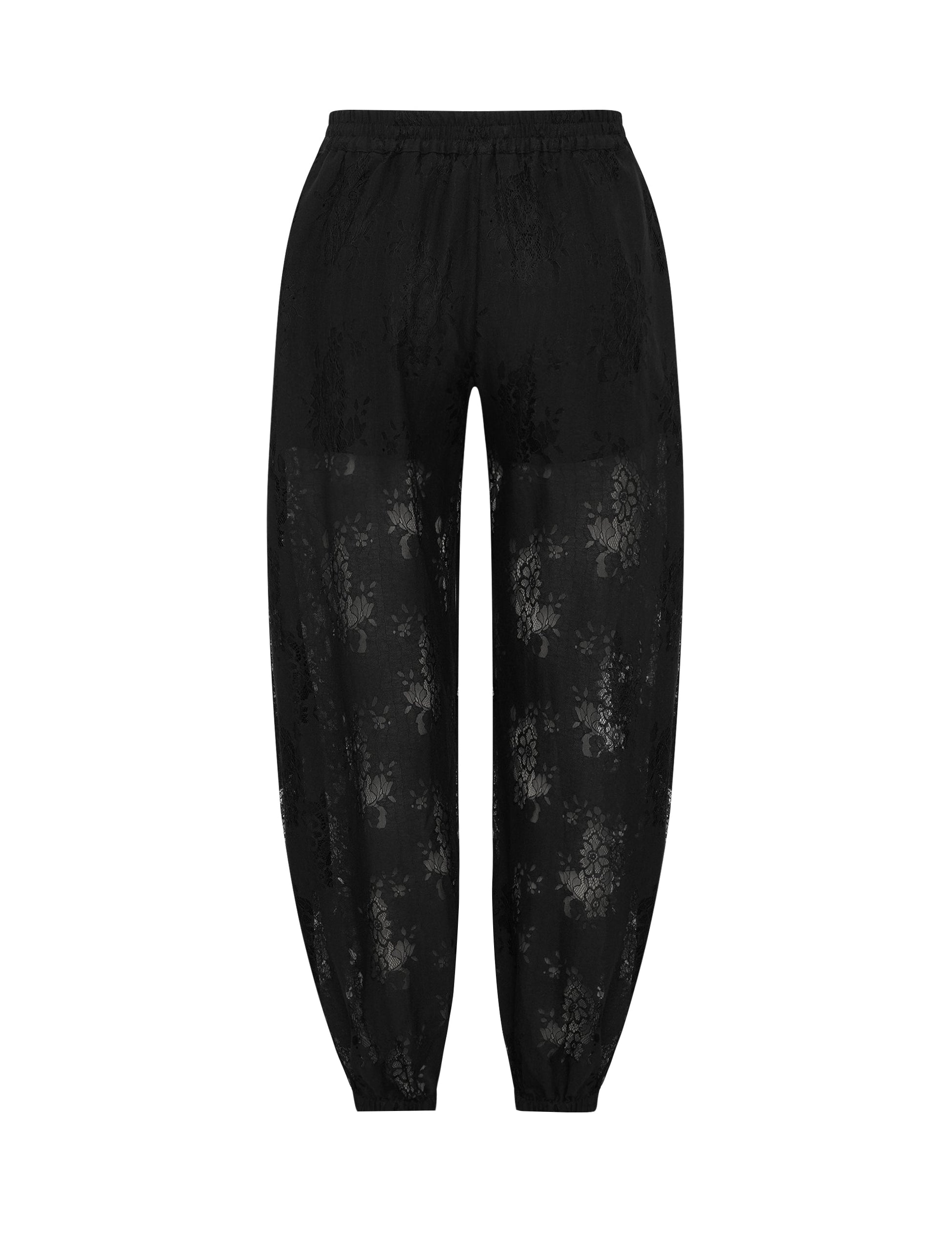Elysian | Pantaloni Donna in Pizzo Nero a Palloncino 3