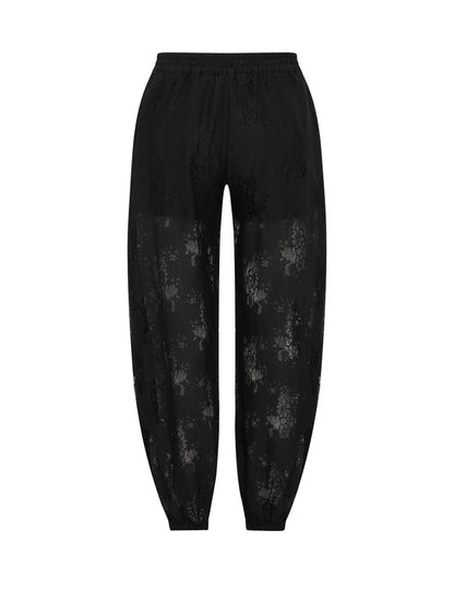 Elysian | Pantaloni Donna in Pizzo Nero a Palloncino 3