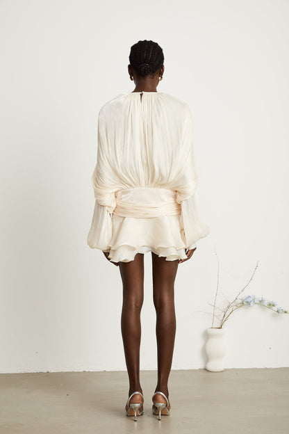 Eugénie | Mini Abito Plissettato con Volant per Donna Elegante 2