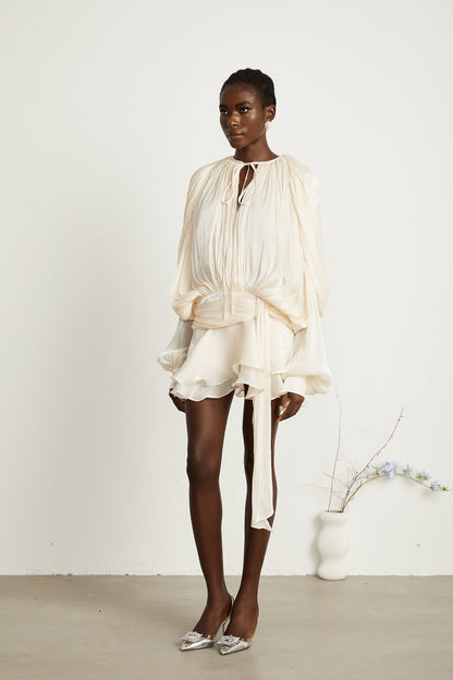 Eugénie | Mini Abito Plissettato con Volant per Donna Elegante 4