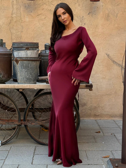 Felicità | Abito Lungo Elegante Cerimonia con Maniche Lunghe 10