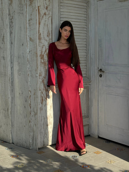 Felicità | Abito Lungo Elegante Cerimonia con Maniche Lunghe 4