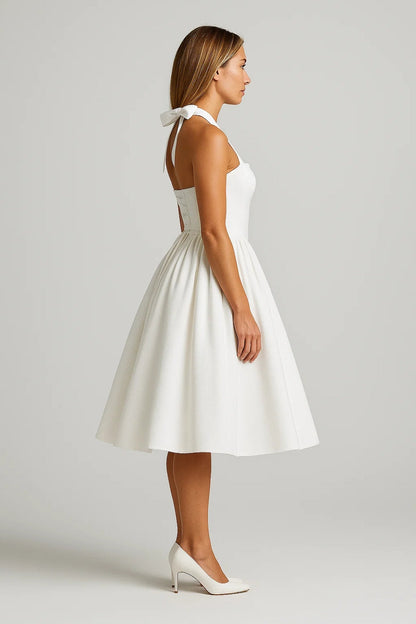 Feminine Elegance | Abito da Cerimonia Midi da Donna con Scollo All'Americana 1