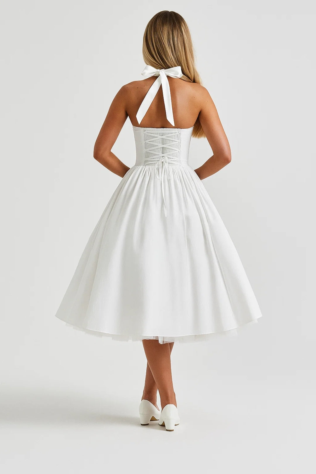 Feminine Elegance | Abito da Cerimonia Midi da Donna con Scollo All'Americana 2