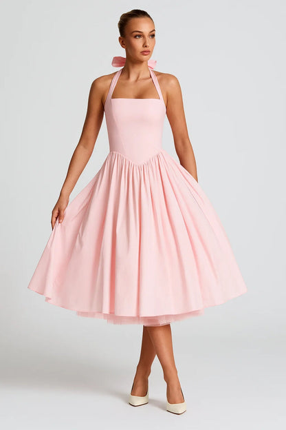 Feminine Elegance | Abito da Cerimonia Midi da Donna con Scollo All'Americana 5