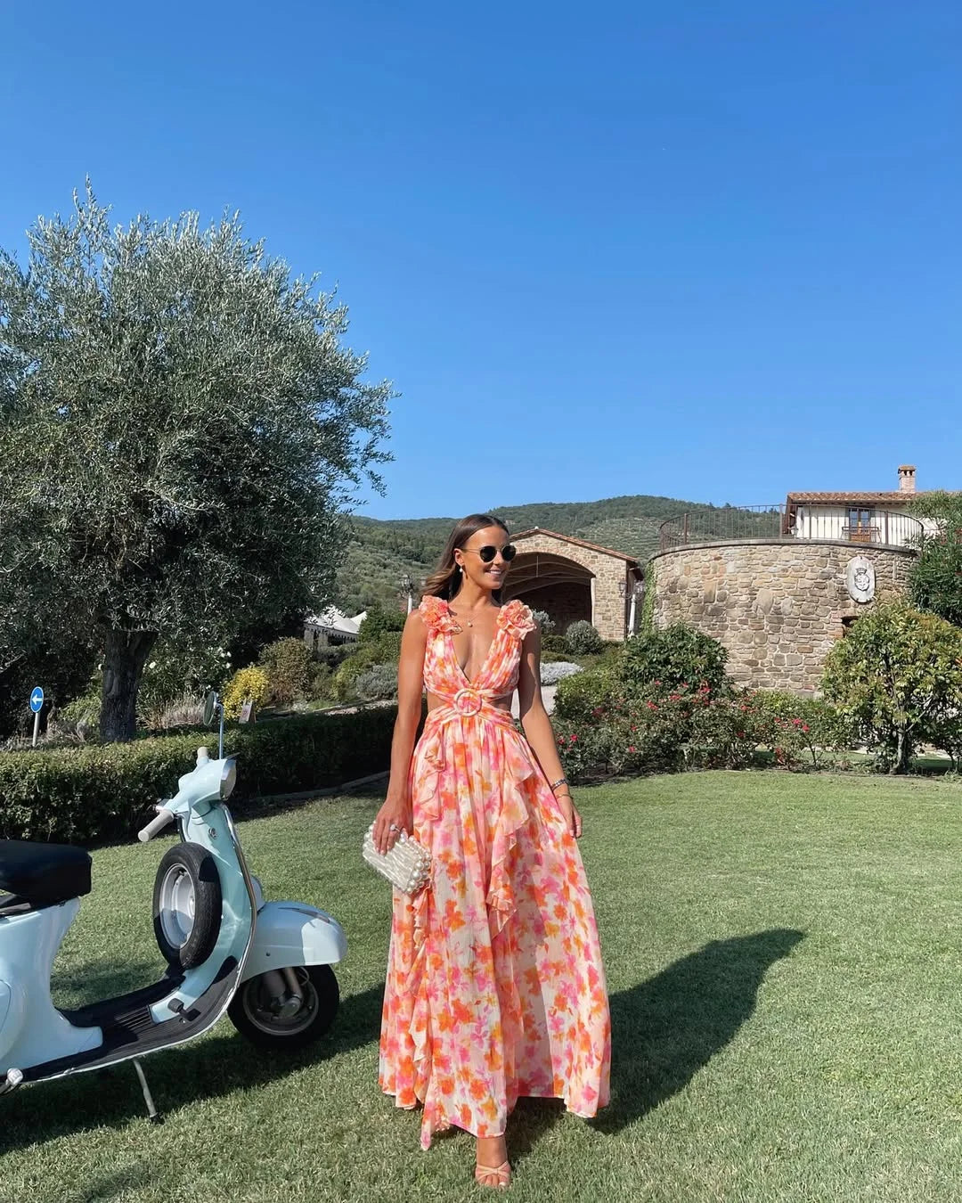 Fioraluna | Abito Lungo Cerimonia Elegante con Design Floreale 2