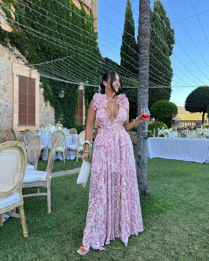 Fioraluna | Abito Lungo Cerimonia Elegante con Design Floreale 8