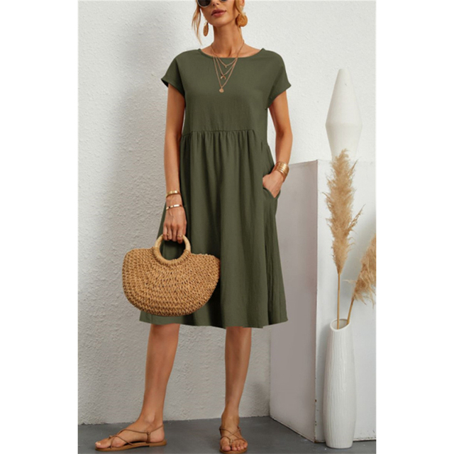 Fiorenza | Abito Donna Midi Estivo in Cotone con Maniche Corte e Tasche 1